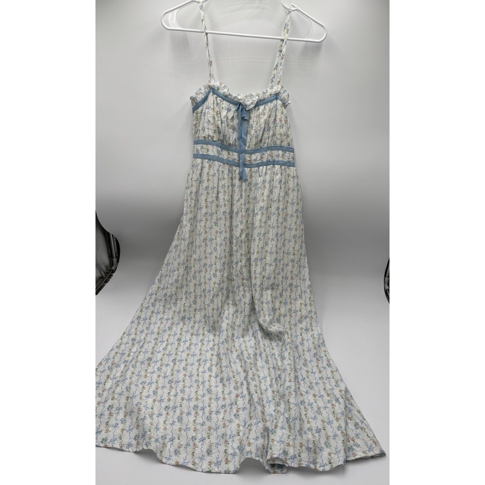 Blu Pepper Floral Ribbon Maxi Dress S Cottagecore Coquette Prairie Boho 51" - Picture 3 of 9